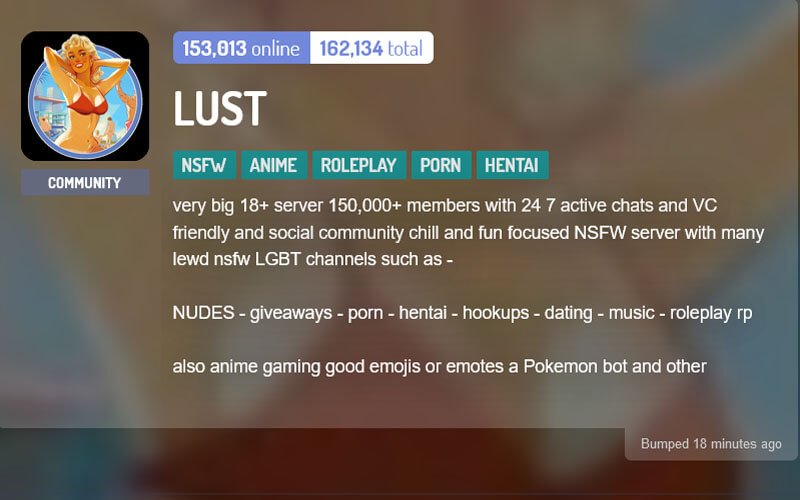 Lust NSFW Porn Discord Server.