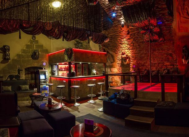 The interior of Prague strip club Faraon bar