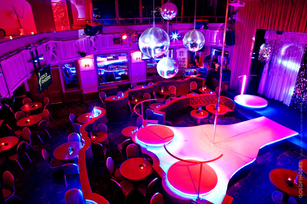 A big stage in Prague strip club Goldfingers.
