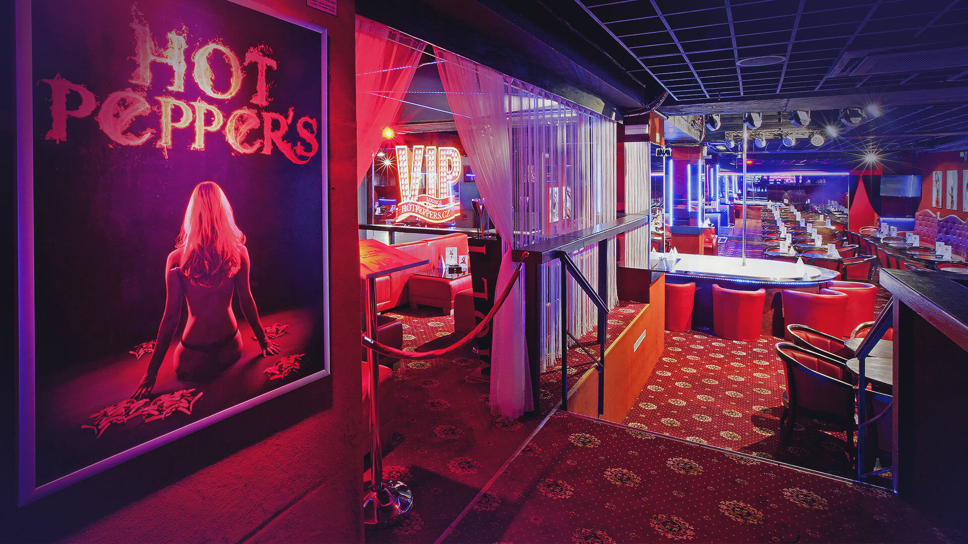 Interior of the famous Prague strip club Hot Peppers 