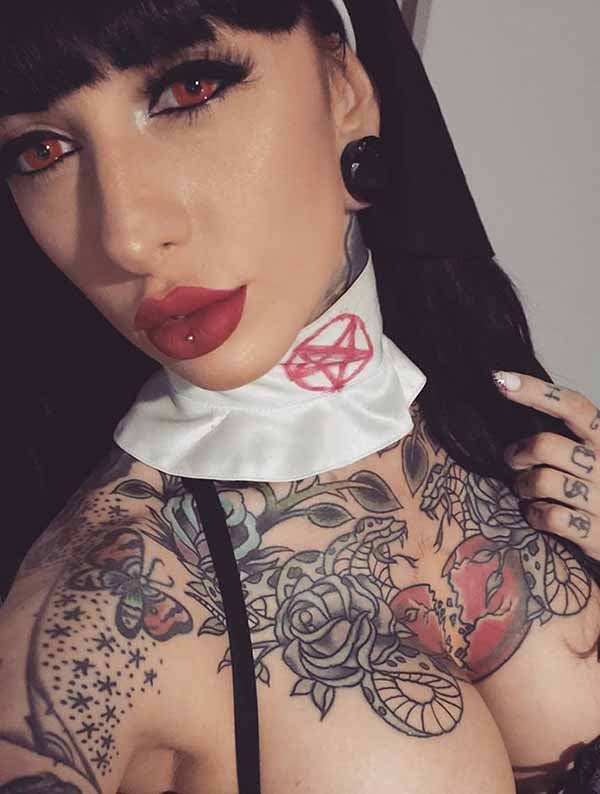 Jessie Lee dressed as a nun and teasing her fans.