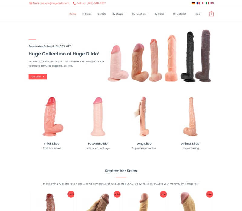 Hugedildo.com homepage