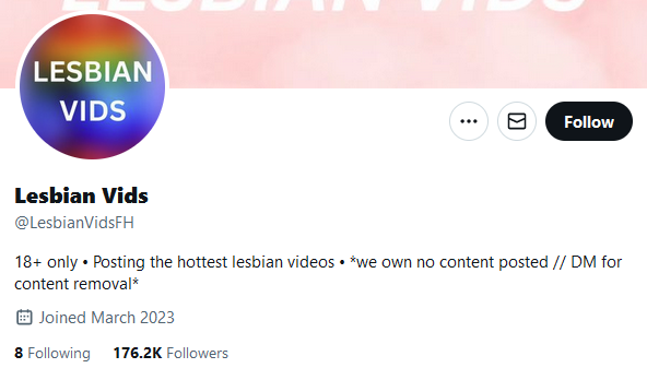 LesbianVidsFH también conocida como página de perfil de Twitter de Lesbian Vids Porn.