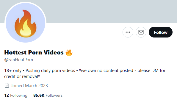 FanHeatPorn, también conocida como la página de perfil de Twitter de los vídeos porno más calientes.