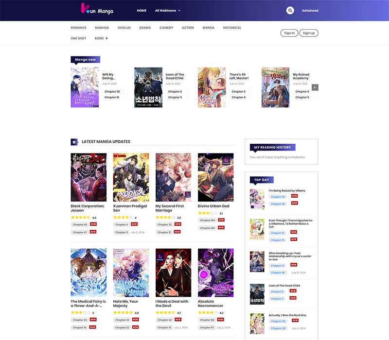 KunManga Homepage