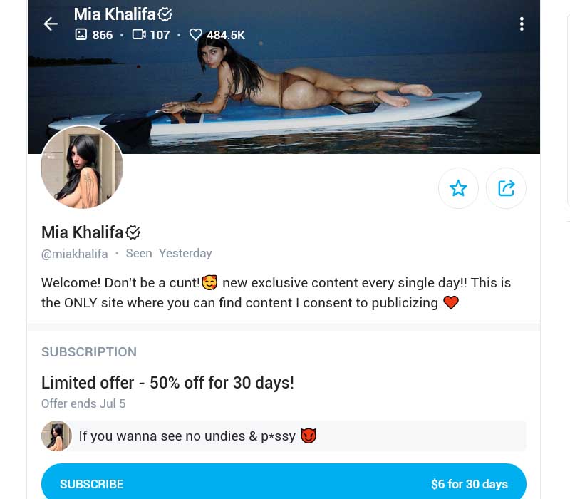 Mia Khalifa OnlyFans